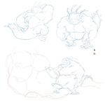  anthro armpits barazoku biceps big_muscles claws erection kog&#039;maw_(lol) league_of_legends male manlyster monster musclegut muscular muscular_male nude pecs penis simple_background sketch slightly_chubby video_games 