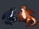  dragon duo feral hitmore looking_at_viewer male simple_background sitting smile wings young 