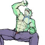  abs anthro armpits athletic biceps bottle clothed clothing dragon male muscular muscular_male ninjatertel open_mouth open_pants pants pecs scalie sitting solo sweat teeth topless underwear water 