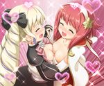  blonde_hair blush bow bowtie breast_press breasts closed_eyes couple earrings elise_(fire_emblem_if) fire_emblem fire_emblem_if flower gameplay_mechanics gloves hair_ornament hair_ribbon hairband heart holding_hands hug jewelry long_hair medium_breasts multiple_girls nichika_(nitikapo) nipples pink_hair ribbon rose sakura_(fire_emblem_if) saliva small_breasts sparkle symmetrical_docking tears twintails white_flower white_rose yuri 