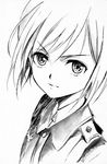  agahari erica_hartmann greyscale looking_at_viewer military military_uniform monochrome short_hair solo strike_witches traditional_media uniform world_witches_series 