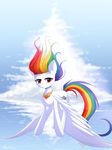  cloud cutie_mark day element_of_loyalty elements_of_harmony equine female friendship_is_magic hair hi_res horse jewelry looking_at_viewer mammal multicolored_hair my_little_pony necklace outside pastelmistress pegasus pony purple_eyes rainbow_dash_(mlp) rainbow_hair sky solo white_body wings 
