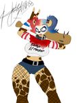  2016 anthro baseball_bat batman_(series) big_breasts breasts female harley_quinn hyena jaynatorburudragon mammal solo 