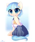  blue_eyes blush clothing coco_pommel_(mlp) cream_body earth_pony equine female friendship_is_magic green_hair hair hi_res horse looking_at_viewer mammal my_little_pony open_mouth pastelmistress pony sailor_suit shirt simple_background skirt solo 