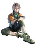  1boy 3d boy cg extraction final_fantasy final_fantasy_xiii gloves green_eyes highres hope_estheim male male_focus official_art render scarf shoes short_hair silver_hair solo 