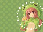  animal_costume asahina_mikuru bad_id bad_pixiv_id brown_eyes brown_hair food frog frog_costume fruit holding holding_food holding_fruit itou_noiji lemon long_hair solo star suzumiya_haruhi_no_yuuutsu wallpaper 