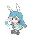  animal_ears blue_dress blue_hair blush_stickers braid bunny_ears chibi dress long_hair segway seiran_(touhou) solo touhou twin_braids twintails zannen_na_hito 