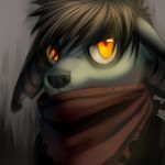  anthro bandanna big_eyes canine clothed clothing hitmore looking_at_viewer male mammal notched_ear simple_background solo 