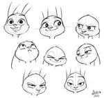  alec8ter anthro black_and_white disney female judy_hopps lagomorph mammal monochrome rabbit simple_background sketch sketch_page zootopia 