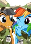  blue_feathers clothed clothing duo equine feathered_wings feathers female feral friendship_is_magic hair hat mammal multicolored_hair my_little_pony mysticalpha pegasus pink_eyes rainbow_dash_(mlp) rainbow_hair smile wings 