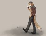  anthro clothed clothing hat hitmore male mammal mustelid pipe scarf simple_background solo standing weasel 