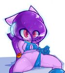  anthro blush breasts clothed clothing dragon female freedom_planet gloves lying navel on_back pussy sash_lilac solo swimsuit video_games vincios wet 