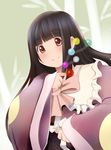  black_hair branch houraisan_kaguya japanese_clothes jeweled_branch_of_hourai kimono kozue_akari long_hair red_eyes solo touhou very_long_hair wide_sleeves 