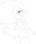  1_eye alien beak black_and_white breasts cartoon_network centipeetle female gem_(species) hair hoshime humanoid looking_back monochrome monstrous_humanoid open_mouth smile smut-valerian solo steven_universe tailwag 