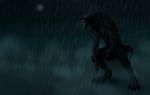  anthro canine fangs hitmore male mammal no_pupils open_mouth outside raining solo standing teeth were werewolf 