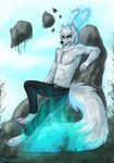  anthro canine clothed clothing fur hair hitmore male mammal navel smile solo teeth topless 