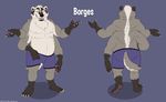  anthro aoba badger clothing kobi_lacroix male mammal multi_arm multi_limb mustelid shorts simple_background 
