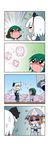  &gt;_&lt; 4koma 5girls absurdres animal_ears black_bow blue_hat bow brown_hair bug butterfly closed_eyes color_drain comic commentary_request crying crying_with_eyes_open dog_ears dog_tail floppy_ears frilled_hat frills green_hair hair_bow hair_ornament hat hat_removed headwear_removed highres insect japanese_clothes kasodani_kyouko kimono konpaku_youmu konpaku_youmu_(ghost) long_sleeves lunasa_prismriver lyrica_prismriver mob_cap multiple_girls open_mouth rakugaki-biyori saigyouji_yuyuko sash shaded_face short_hair short_sleeves silent_comic sweatdrop tail tears touhou trembling triangular_headpiece unconscious wavy_mouth white_hair wide_sleeves 