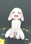  asriel_dreemurr blush caprine child cub cum fur goat green_eyes kneeling male mammal monster nobusuke open_mouth penis post_orgasm solo tapering_penis undertale video_games white_fur young 