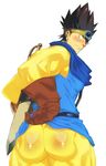  1boy ass black_hair blush dragon_quest globes male_focus muscle solo sword tagme undressing weapon 