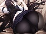  1girl ass bed black_hair from_behind leaning_forward long_hair looking_at_viewer maji_de_watashi_ni_koi_shinasai! mogami_aki pantyhose school_uniform smile tagme upskirt 