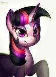  2015 english_text equine female feral friendship_is_magic fur hair horn looking_at_viewer mammal multicolored_hair my_little_pony portrait purple_eyes purple_fur shira-hedgie signature simple_background smile solo text twilight_sparkle_(mlp) unicorn white_background 