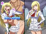  1girl before_and_after bite_marks blonde_hair breasts clothed_female_nude_male craig_marduk defeated emilie_de_rochefort finger_in_mouth fingerless_gloves instant_loss_2koma large_breasts long_hair nipples rape sequential sex tears tekken text torn_clothes translation_request tsuruhisashi 