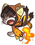  anal angry blazblue bottomless butt cat chibi clothed clothing crying cute feline fire invalid_tag jubei male mammal tears video_games 