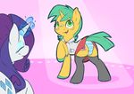  2016 clothed clothing cutie_mark duo equine eyes_closed eyeshadow fearingfun female feral freckles friendship_is_magic glowing green_eyes hair hi_res horn legwear long_hair makeup mammal my_little_pony open_mouth purple_hair rarity_(mlp) skirt smile snails_(mlp) spotlight unicorn 