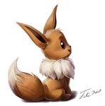  ambiguous_gender black_nose brown_eyes brown_fur eevee feral fluffy fur nintendo open_mouth pok&eacute;mon simple_background sitting solo tongue tsitra360 video_games white_background white_fur 