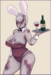  alcohol beverage big_breasts breasts bunny_costume cleavage clothed clothing dogma eyeless fake_ears fake_rabbit_ears female huge_breasts humanoid lingerie monstrous_humanoid mouthless nurse_(silent_hill) silent_hill solo teddy_(clothing) vein video_games wine 