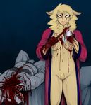  anthro bed big_breasts blonde_hair blood breasts canine caprine clothing death female hair hladilnik knife male mammal nipples nude open_mouth penis pubes pussy robe sheep smile wolf 