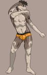  2013 animated anthro barefoot black_hair briefs brown_fur bulge clothed clothing digital_media_(artwork) ear_piercing facial_piercing fighting_stance fur gauged_ear hair lagomorph lip_piercing lumi_(artist) lumi_the_bunny male mammal multicolored_fur navel nipple_piercing nipples no_sound piercing pixel_(artwork) pixel_animation pose rabbit raised_arm simple_background smile solo standing tattoo topless two_tone_fur underwear 