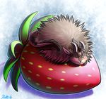  2016 abstract_background blush food fruit poof ratte ratteguhn ratteguhncat sleeping smile solo strawberry theta_(ratte) 