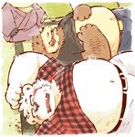  2016 age_difference bear beer_gut belt blush brown_bear carpet clothing cub drunk eyewear garousuki glasses group japanese_clothing lying mammal overweight pants polar_bear shirt sleeping young yukata 