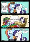  2015 absurd_res armchair blue_fur bobthedalek chair clothed clothing comic cutie_mark dialogue english_text equine fabric female feral friendship_is_magic fur group hair hi_res horn horse mammal multicolored_hair my_little_pony pony purple_fur purple_hair rainbow_dash_(mlp) rainbow_hair rarity_(mlp) sassy_saddles_(mlp) sewing_machine slave table text twilight_sparkle_(mlp) two_tone_hair unicorn white_fur 