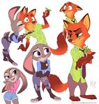 2016 absurd_res anthro canine carrot clothed clothing disney duo female food fox fur green_eyes grey_fur half-closed_eyes hi_res jewelry judy_hopps kissing lagomorph long_ears male mammal necklace nick_wilde open_mouth orange_fur police_uniform purple_eyes rabbit shira-hedgie simple_background smile surprise uniform vegetable white_background white_fur zootopia 