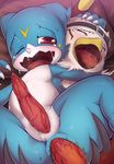  ahegao anal anal_penetration animal_genitalia anthro arched_back arm_around_neck armpits avian butt butt_grab cum digimon duo erection front_view genital_slit hand_on_butt hands-free hawkmon hi_res kicktyan looking_pleasured lying male male/male on_back one_eye_closed open_mouth orgasm orgasm_face penetration penis scalie slit sweat sweatdrop tapering_penis tears tongue tongue_out veemon vein veiny_penis 