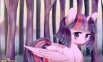 2016 cutie_mark equine eyelashes feathered_wings feathers female feral friendship_is_magic grass hair horn mammal multicolored_hair multicolored_tail my_little_pony pastelmistress purple_eyes purple_feathers short_hair solo tree twilight_sparkle_(mlp) winged_unicorn wings 