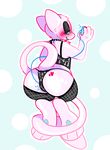  &lt;3 2016 anthro big_butt blue_eyes blush bra_strap butt clothed clothing collar digital_media_(artwork) feet female fishnet fur legendary_pok&eacute;mon looking_back mammal mew nintendo open_mouth panties pok&eacute;mon pussy_juice sex_toy simple_background smile solo sweat under_clothes underwear vaginal vibrator video_games 