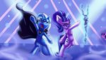  2016 = alicorn_amulet cape clothing duo female friendship_is_magic my_little_pony staff starlight_glimmer_(mlp) thediscorded trixie_(mlp) 