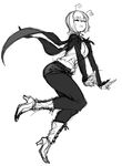  antennae black_legwear boots breasts cape closed_eyes full_body greyscale high_heel_boots high_heels insect_girl monochrome pantyhose short_hair short_shorts shorts solo space_jin touhou wriggle_nightbug 