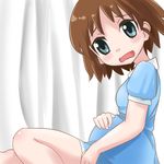  1girl blush child dress eyebrows eyebrows_visible_through_hair female girls_und_panzer looking_at_viewer open_mouth oriikuy pregnant sakaguchi_karina shiny shiny_hair short_hair solo wavy_mouth 