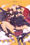  :d ;( armlet armpits arms_up ass bangs black_dress black_hair black_legwear blue_eyes breasts character_name cleavage closed_mouth cloud copyright_name cravat cuffs detached_sleeves dress egyptian full_body hair_between_breasts hair_tubes hairband jewelry kneehighs large_breasts long_hair multiple_girls nephthys_(p&amp;d) no_shoes open_mouth outside_border puffy_short_sleeves puffy_sleeves puzzle_&amp;_dragons revision ring roy_(pixiv992911) shawl short_dress short_sleeves simple_background smile socks strapless strapless_dress wristband 