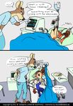  anthro bandage bed canine cervine clothed clothing comic cuddling deer dialogue diavololo disney doctor english_text eric_schwartz female fox hi_res hospital judy_hopps lagomorph lying male mammal monochrome nick_wilde on_back on_bed patient rabbit simple_background sleeping speech_bubble text wounded zootopia 