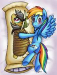  2016 blue_feathers blue_fur blush cazra cutie_mark dakimakura_design daring_do_(mlp) embarrassed equine feathered_wings feathers female feral friendship_is_magic fur hair hi_res looking_at_viewer mammal multicolored_hair my_little_pony pegasus purple_eyes rainbow_dash_(mlp) solo spread_wings wings 