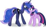 2015 absurd_res alpha_channel blue_eyes blue_feathers blue_fur blue_hair cutie_mark duo equine eye_contact feathered_wings feathers female feral friendship_is_magic fur hair hi_res horn infinitoa mammal multicolored_hair my_little_pony princess_luna_(mlp) purple_eyes purple_feathers purple_fur simple_background smile transparent_background twilight_sparkle_(mlp) winged_unicorn wings 