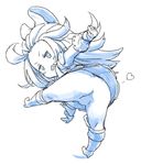 ass boots bow bravely_default:_flying_fairy bravely_default_(series) calpara chibi edea_lee hair_bow heart long_hair looking_at_viewer looking_back pantyhose smile solo 
