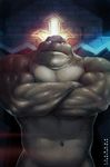  anthro belly biceps big_biceps blue_eyes bodyguard cetacean front_view grin hi_res icysage looking_at_viewer male mammal manly marine mature_male muscular muscular_male nude pecs pose simple_background solo standing whale 