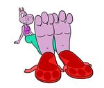  3_toes anthro clothing female flip_flops florida foot_fetish foot_focus footwear hippopotamus mammal mintymousyx_(artist) pants sandals shirt simple_background soles solo toes 